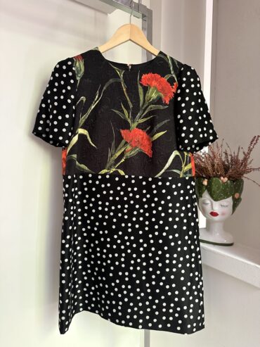 ABITO MEZZE MANICHE POIS E FIORI ROSSI DOLCE&GABBANA - abbigliamento firmato second hand