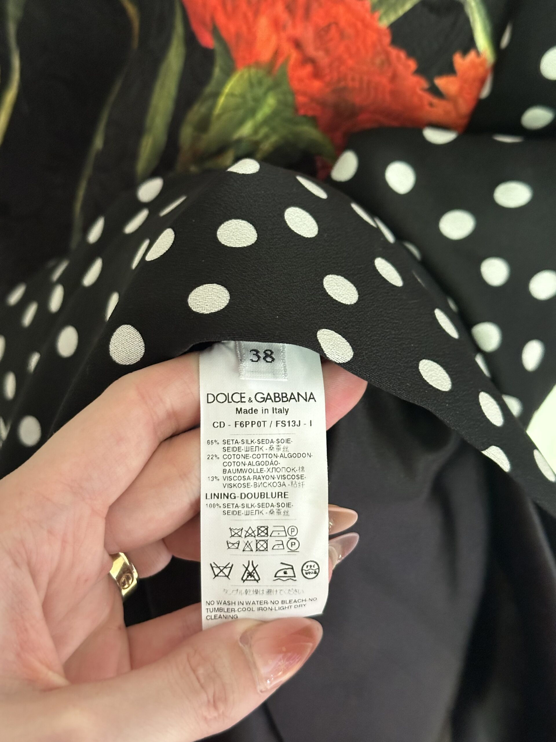 ABITO MEZZE MANICHE POIS E FIORI ROSSI DOLCE&GABBANA