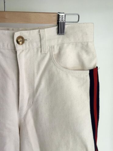 JEANS BIANCO BANDE WEB GUCCI - lusso second hand autenticato