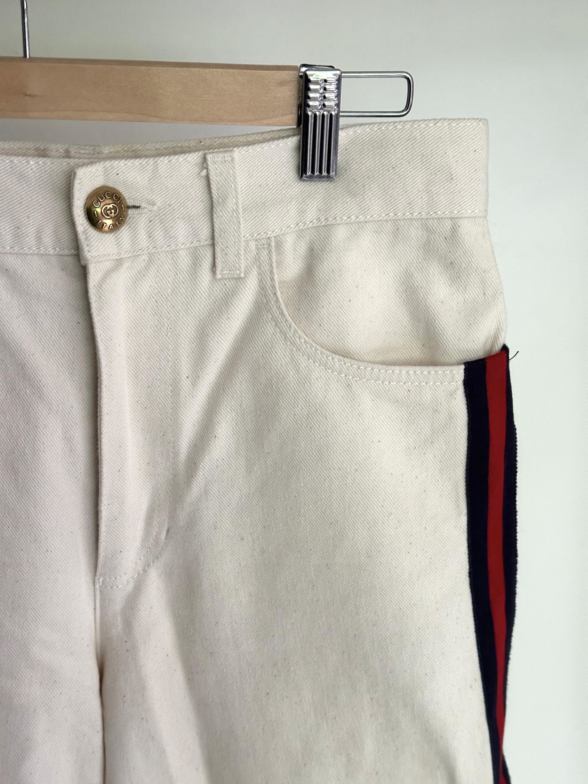 JEANS BIANCO BANDE WEB GUCCI