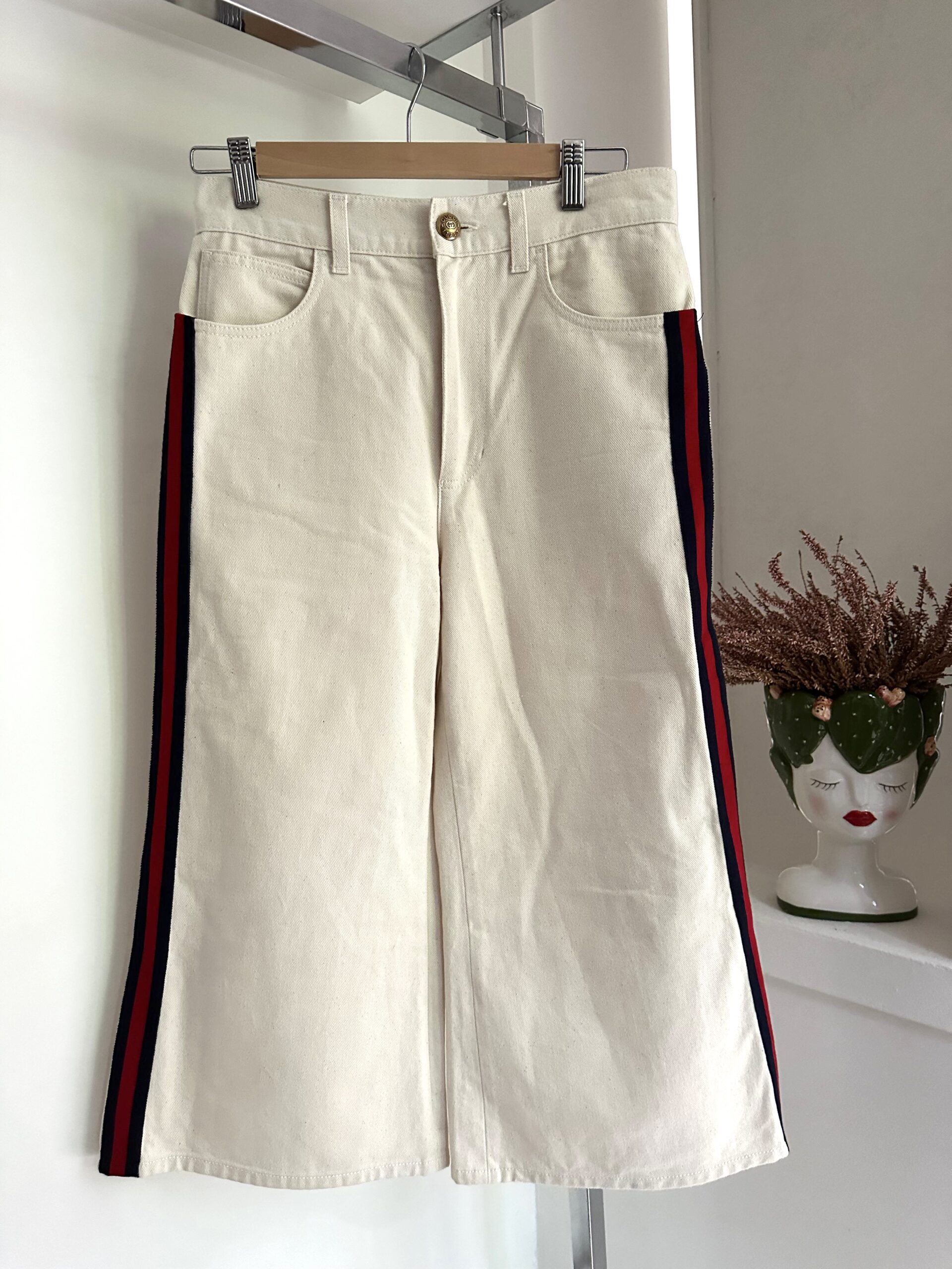 JEANS BIANCO BANDE WEB GUCCI