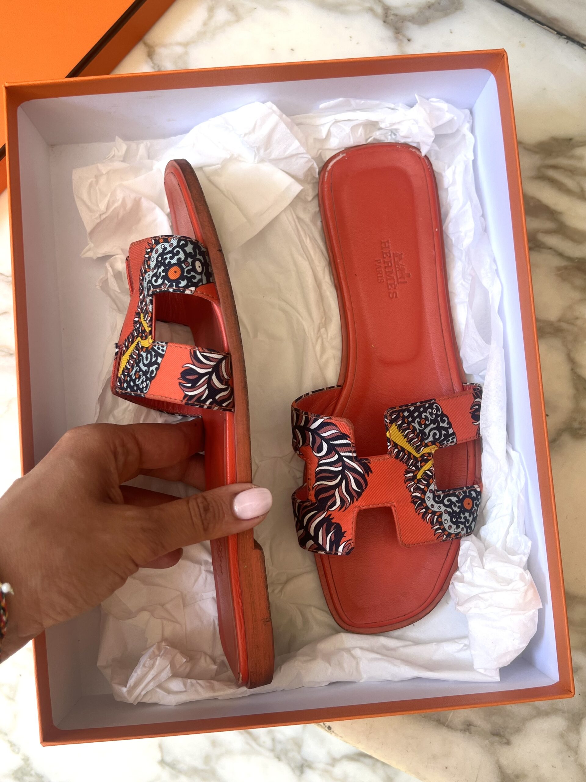 SANDALI ORAN SETA E PELLE HERMES