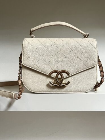 BORSA CON MANICO IN PELLE CHANEL - borsa di lusso second hand