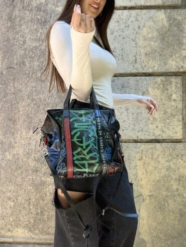 BORSA BAZAR IN PELLE GRAFFITI BALENCIAGA