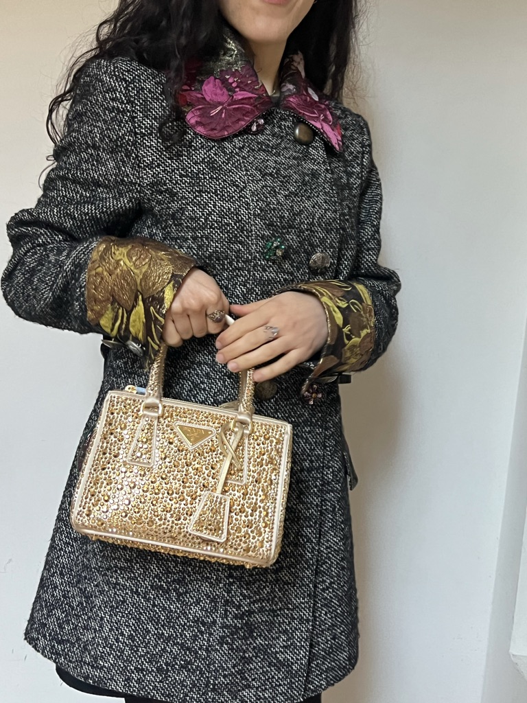 MINI GALLERIA IN RASO CON STRASS PRADA