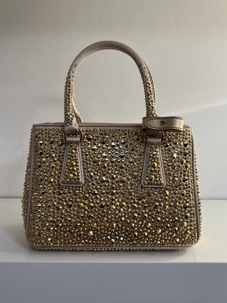 MINI GALLERIA IN RASO CON STRASS PRADA
