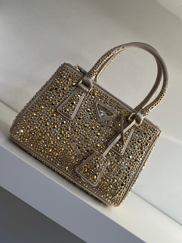 MINI GALLERIA IN RASO CON STRASS PRADA