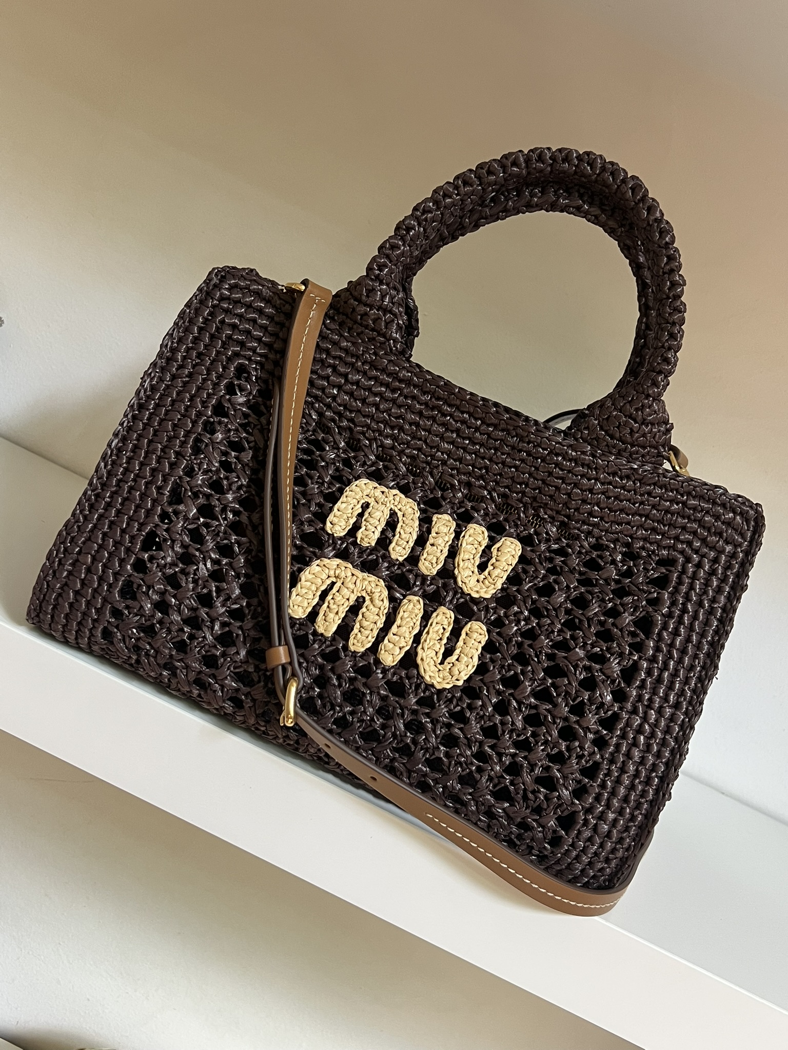 BORSA SHOPPING RAFIA MIU MIU