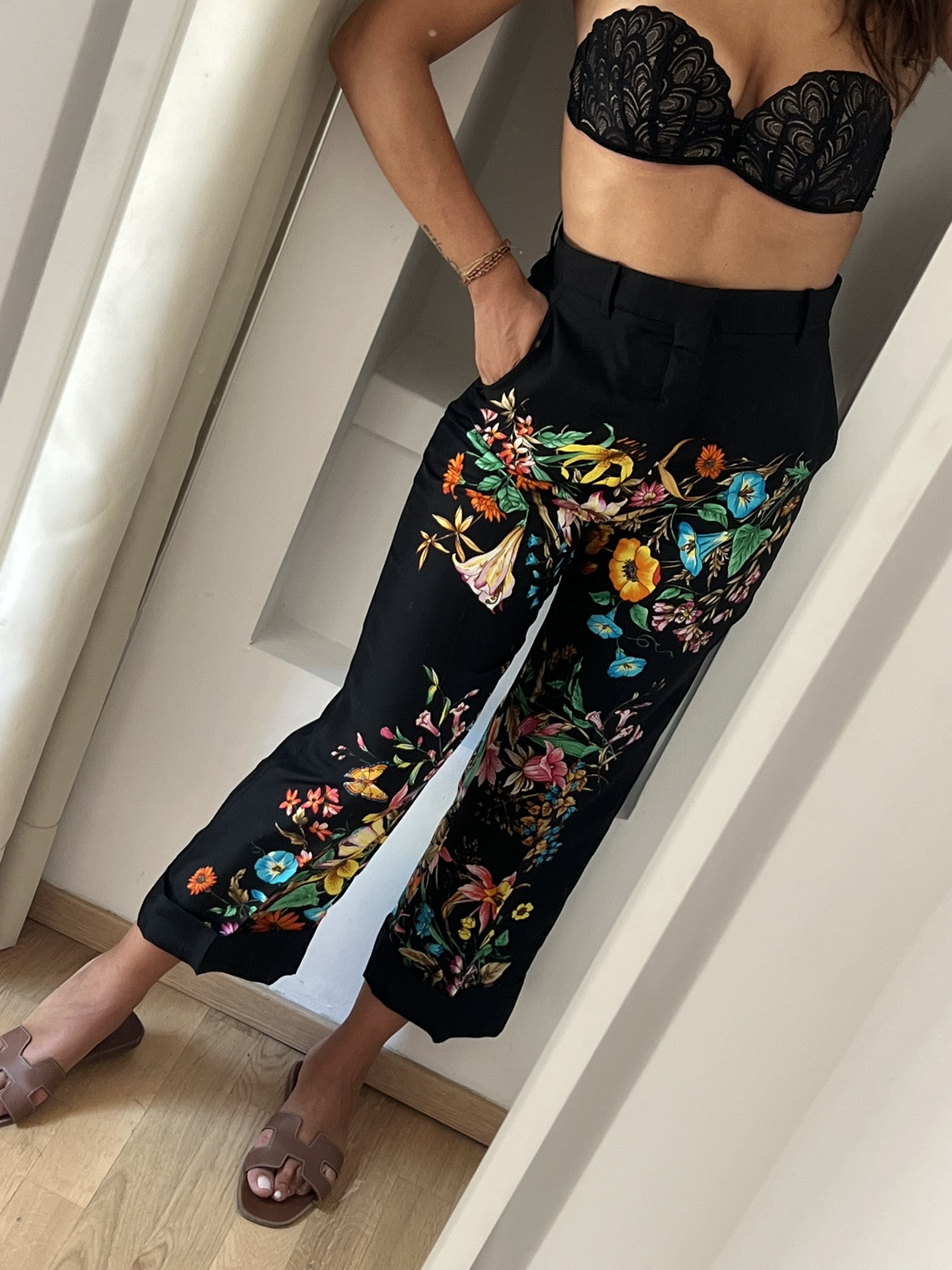 PANTALONI STAMPA FLORA GUCCI