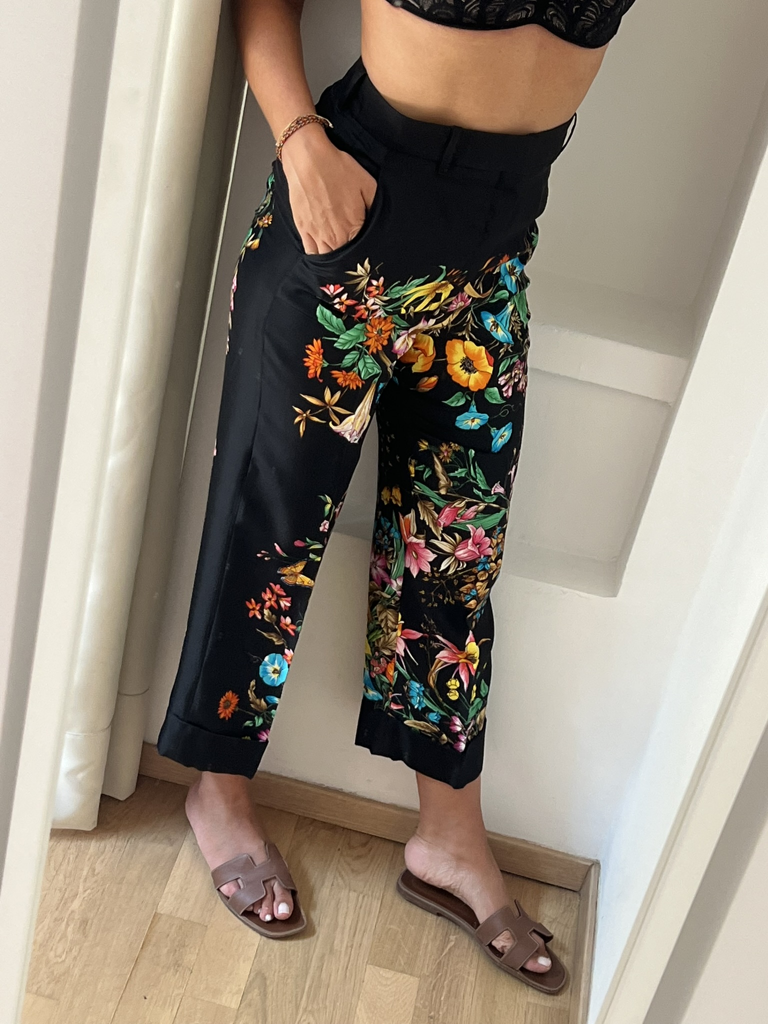 PANTALONI STAMPA FLORA GUCCI