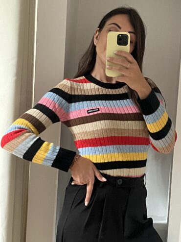 GOLF CACHEMIRE A RIGHE MIU MIU